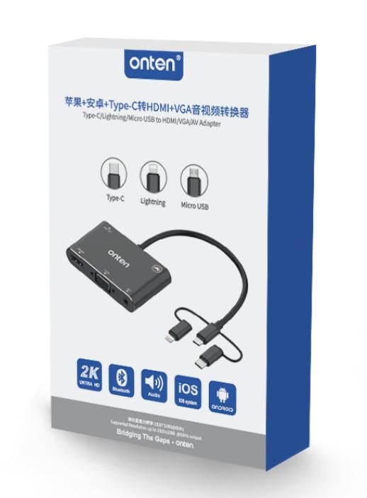 ONTEN OTN-7585B dual video output 3-in-1 screen mirroring adapter