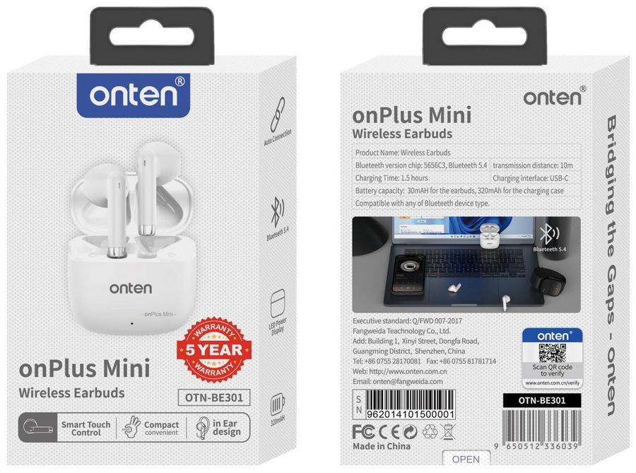 ONTEN OTN-BE301 Bluetooth earphones /ON-Plus Mini