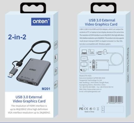 ONTEN OTN-M201 2-in-2 USB 3.0 External Video Graphics Card
