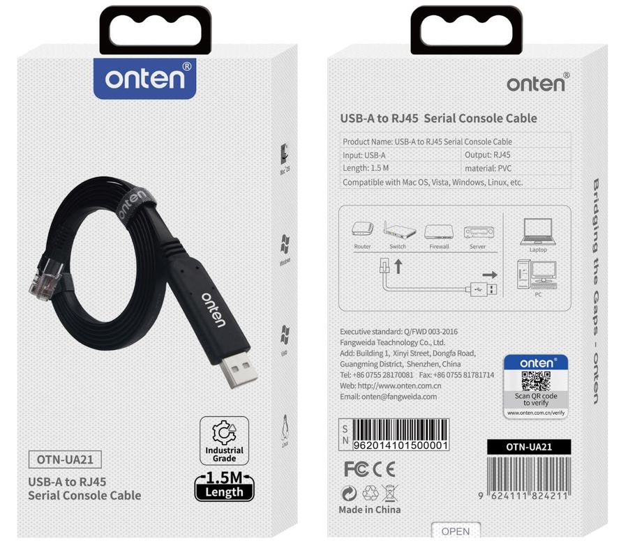ONTEN OTN-UA21 USB-A to RJ45/ cable