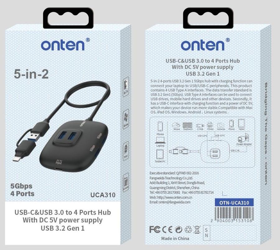 ONTEN OTN-UCA310 Type-C/USB 3.1 Gen1 5G HUB