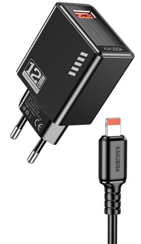 KAKUSIGA KSC-1236 single port charger set Private Model (EU) Lightning (Separated Packing) 400PCS/Carton Per Color